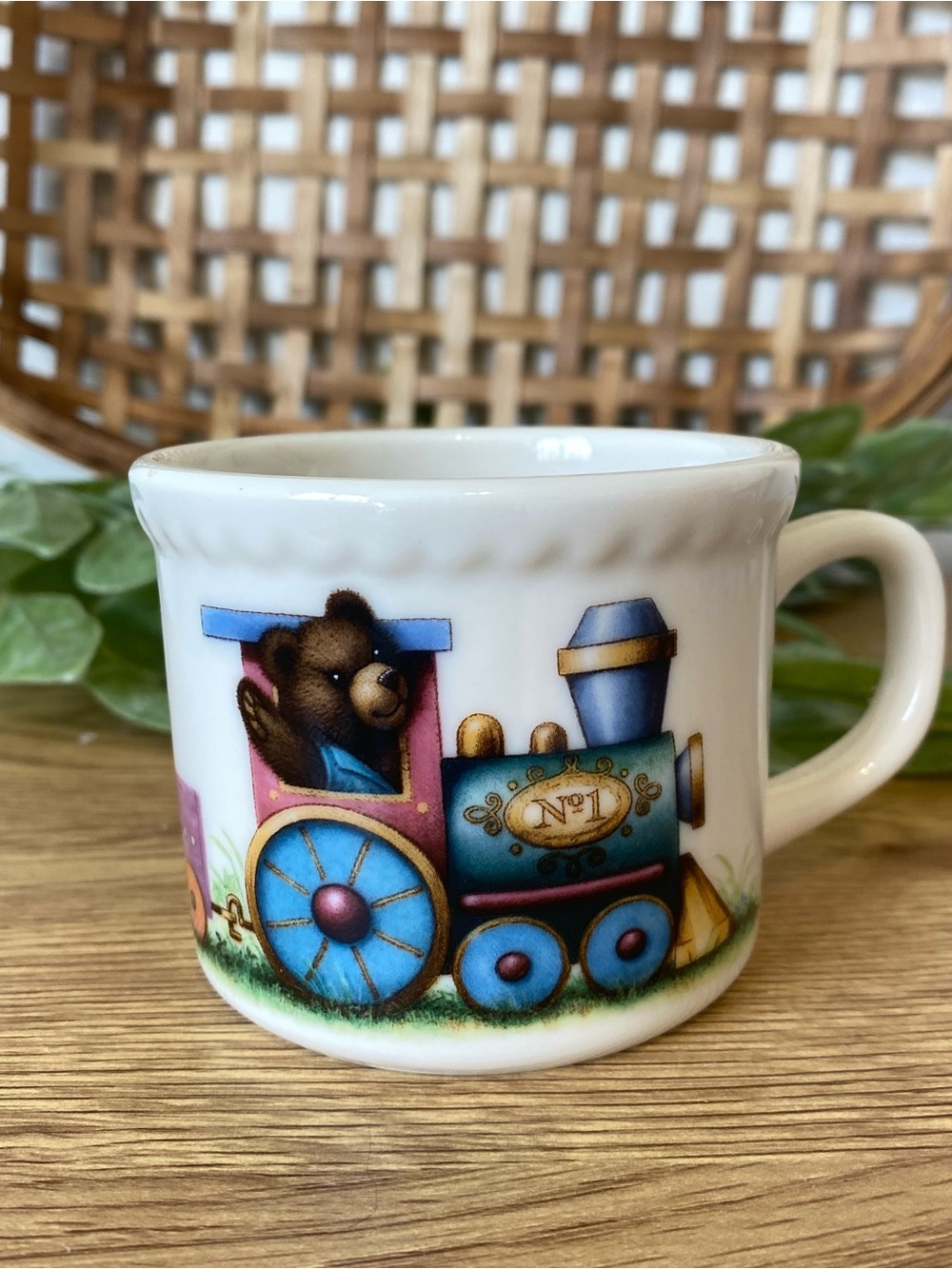 Vintage  Lenox China Bears Heirloom Collection child's mug teddy bear and train